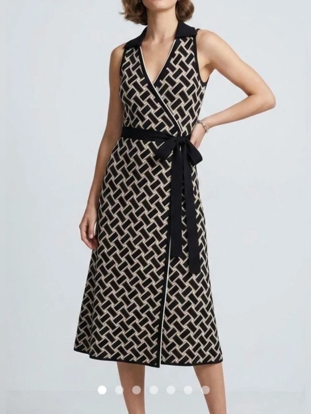 Diane Von Furstenberg X Target Collared Sleeveless Wrap Sweater Dress